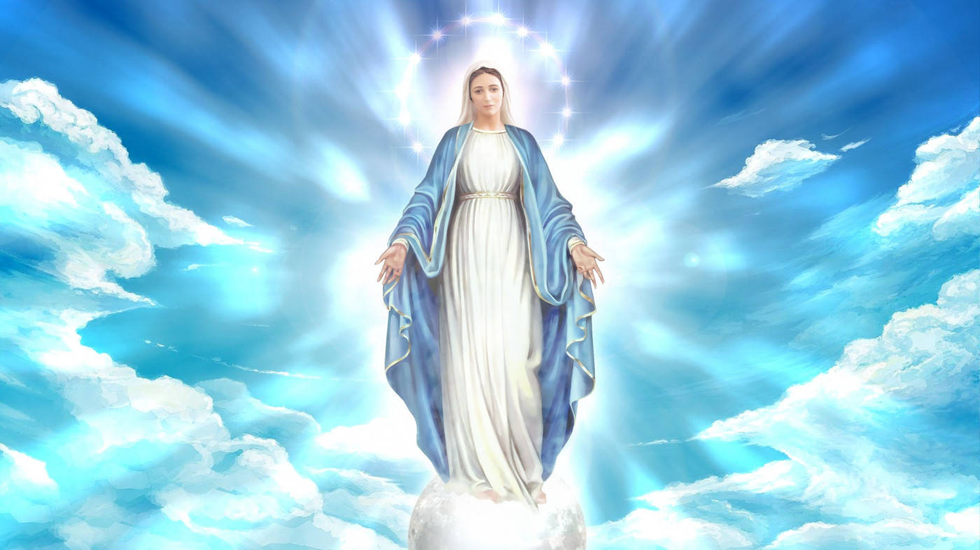 Caption: Sacred Illustration Of Virgin Mary Background