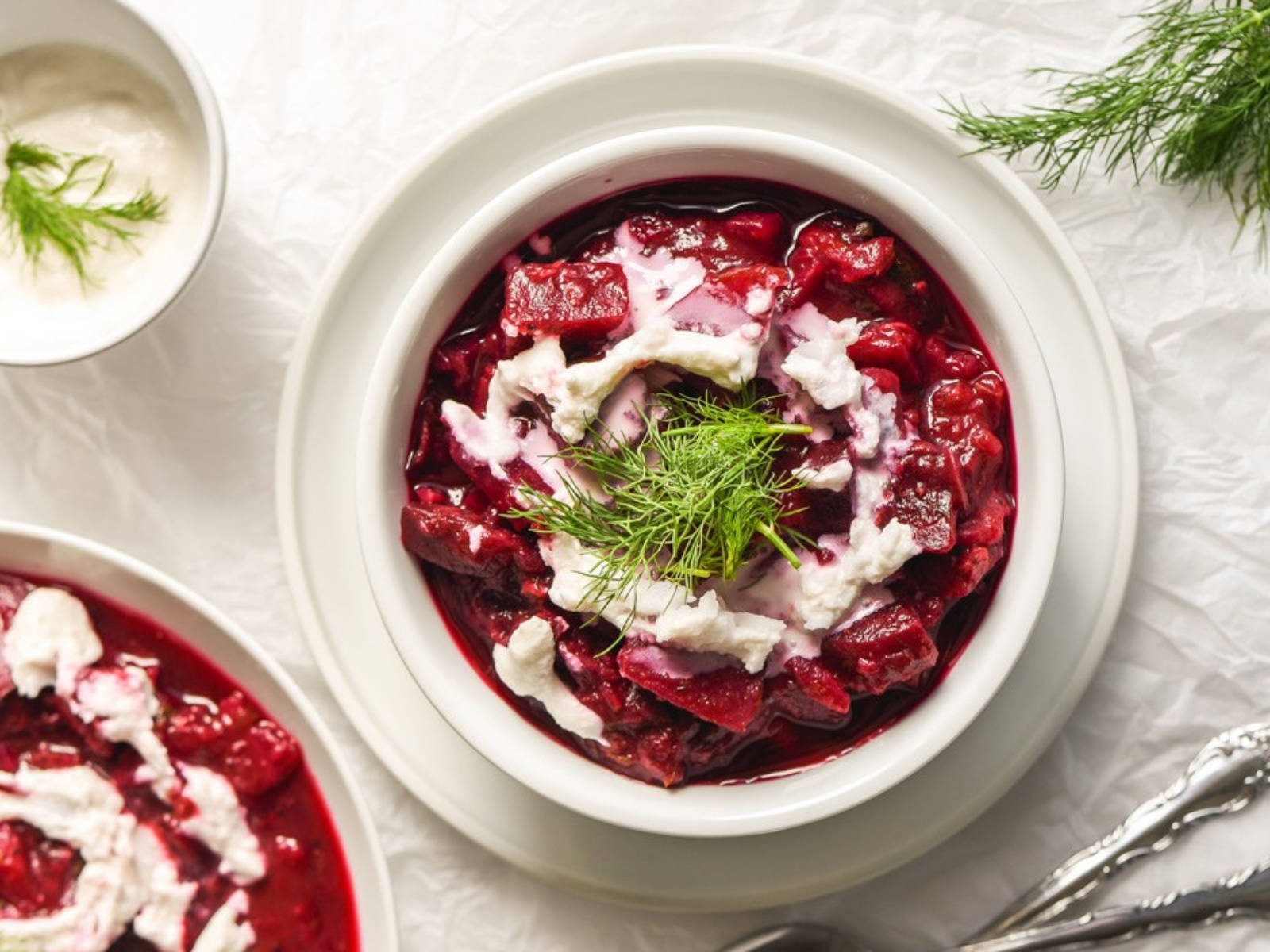 Caption: Savory Creamy Borscht In A Bowl Background