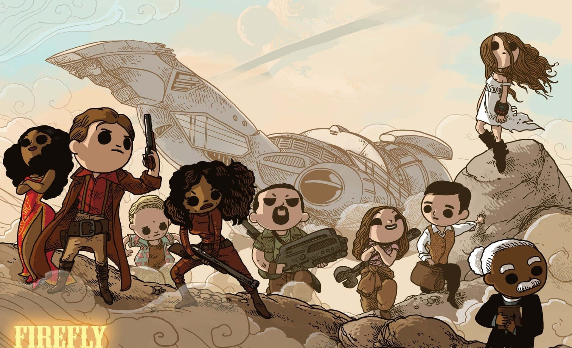Caption: Serenity Cruising Through The Galaxy - Firefly Tv Show Background