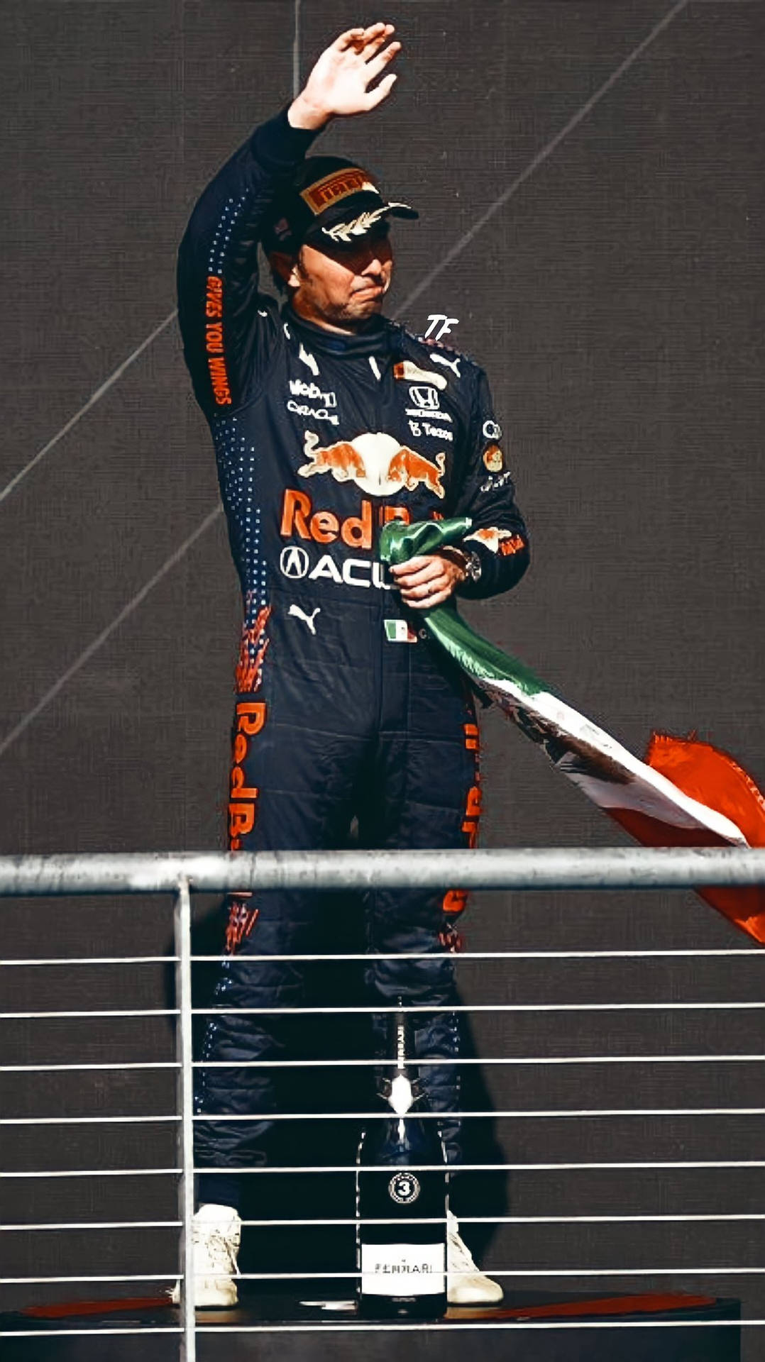 Caption: Sergio Perez Waving To Fans Background