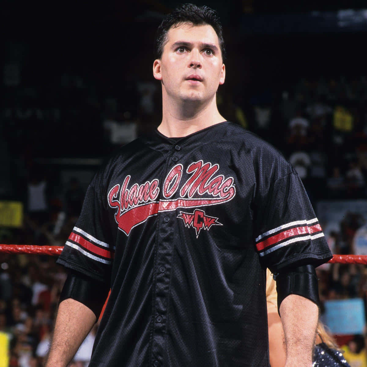 Caption: Shane Mcmahon In His Iconic Shane O'mac Jersey; A Legend In Professional Wrestling.