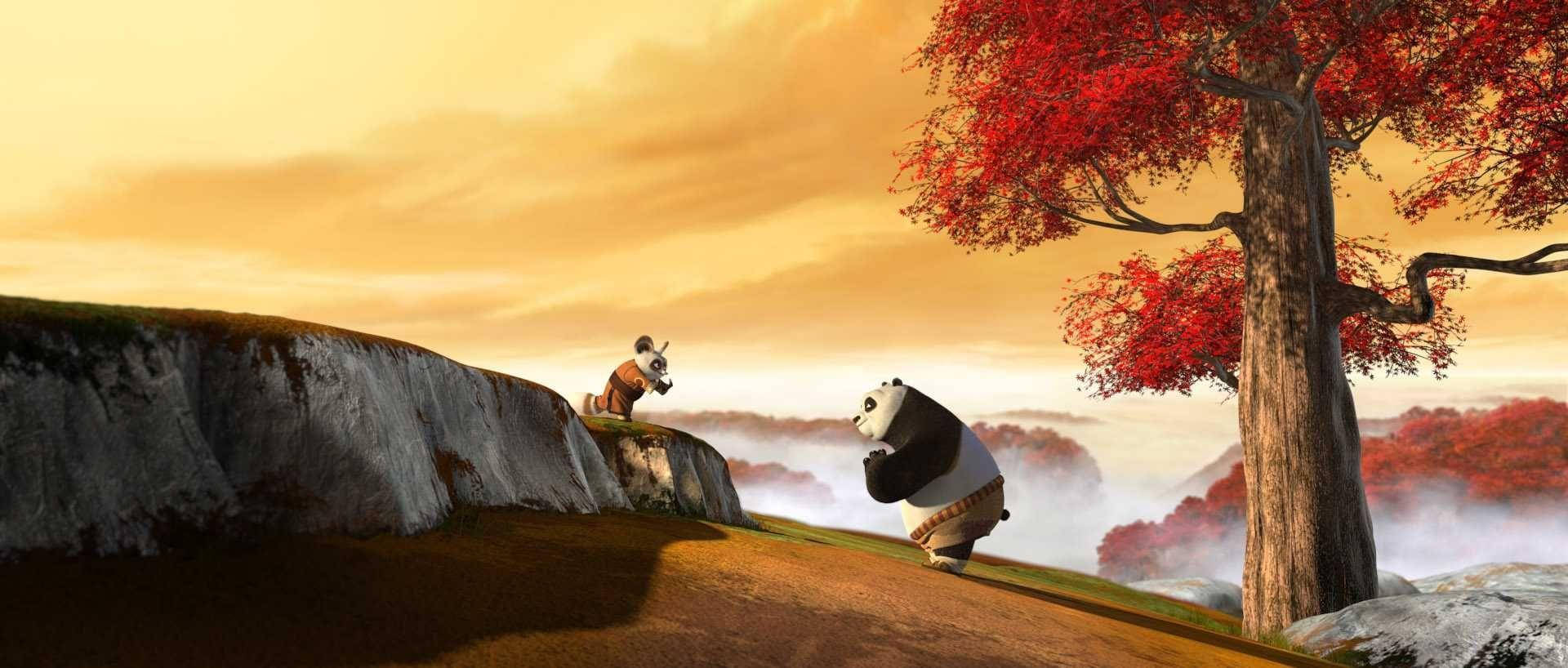 Caption: Shifu And Kung Fu Panda In A Moment Of Respect Background