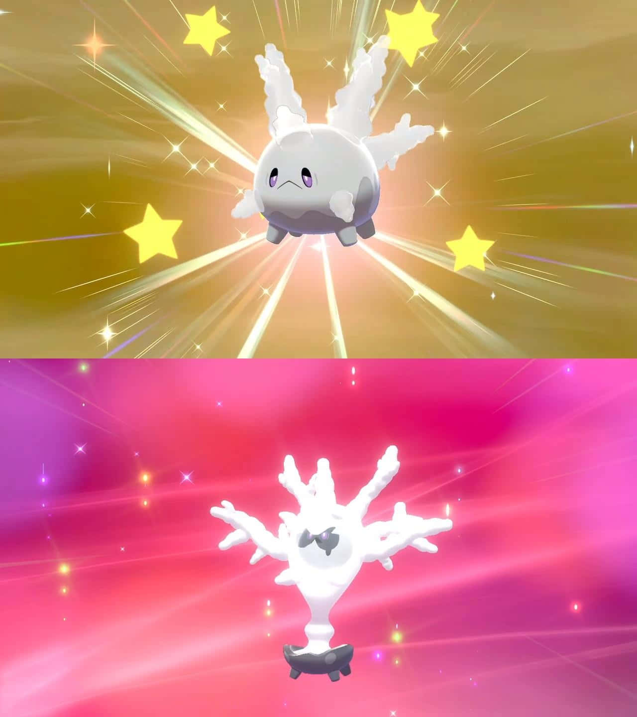 Caption: Shimmering Galarian Corsola And Cursola Illustration Background