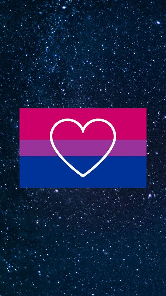 Caption: Showcasing Pride - Galaxy Heart Bisexual Flag Background
