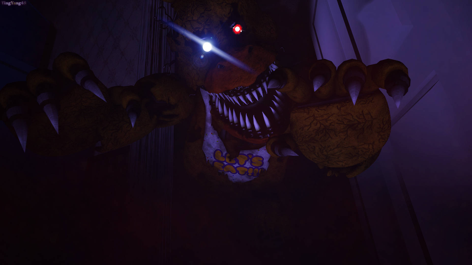 Caption: Sinister Stare Of Nightmare Freddy Background