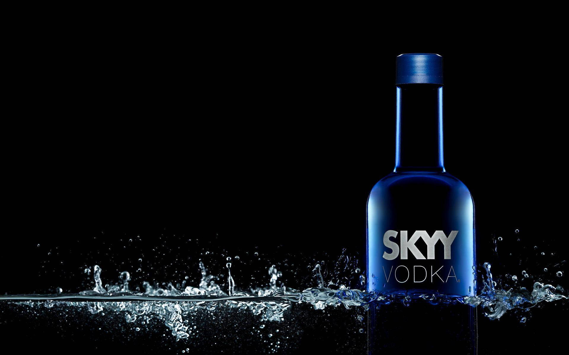 Caption: Skyy Vodka Bottle Making A Splash