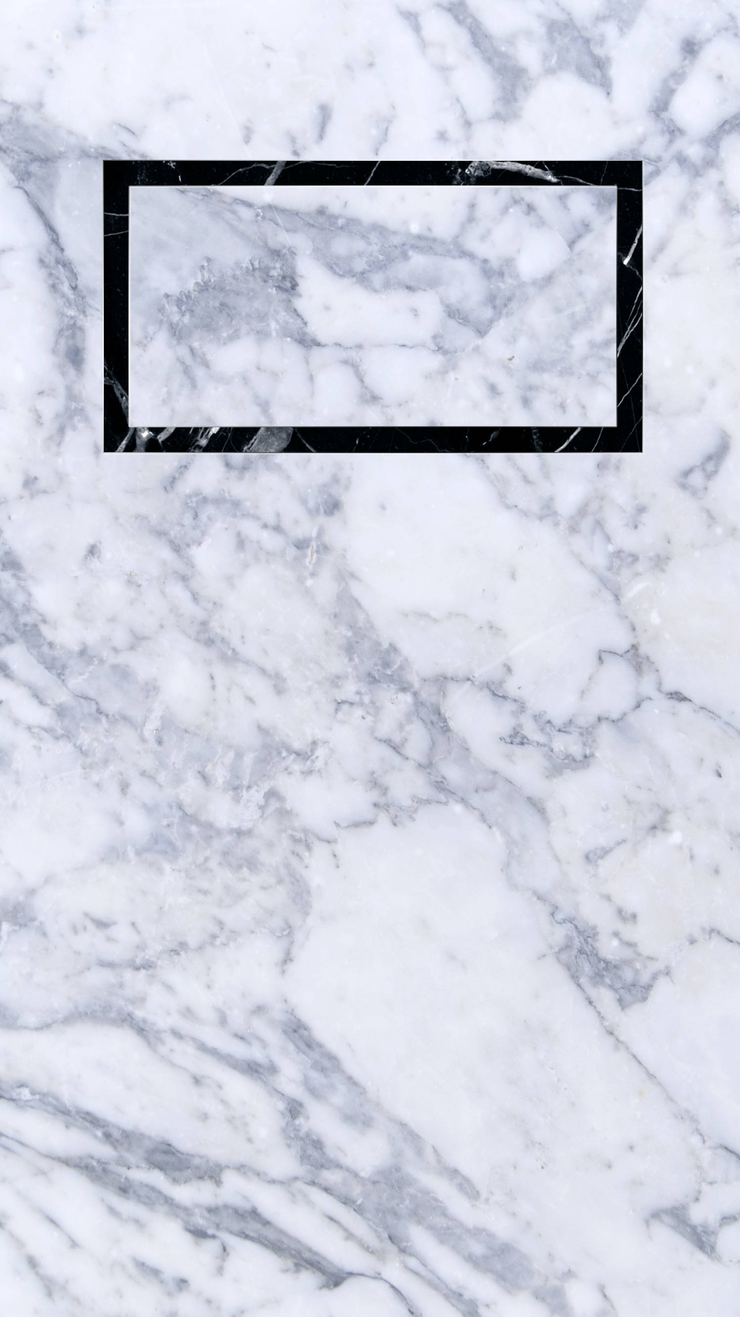 Caption: Sleek Black Clock On Elegant White Marble Iphone Background Background