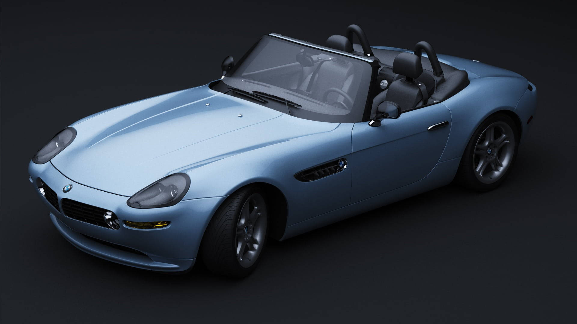 Caption: Sleek Blue Convertible 3d Car Design Background