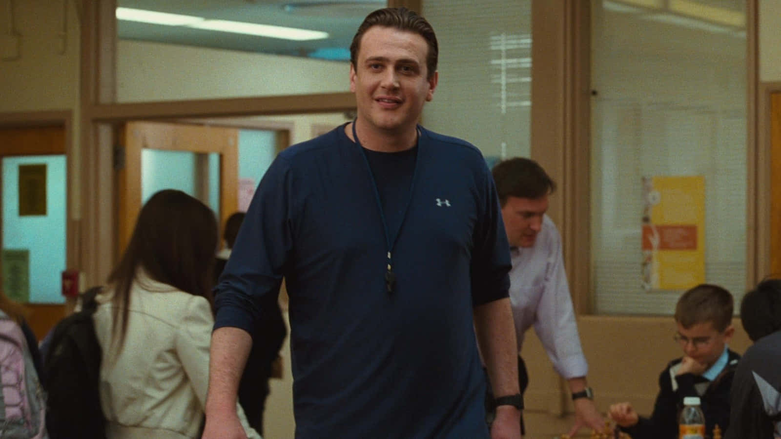Caption: Smiling Jason Segel Portrait Background