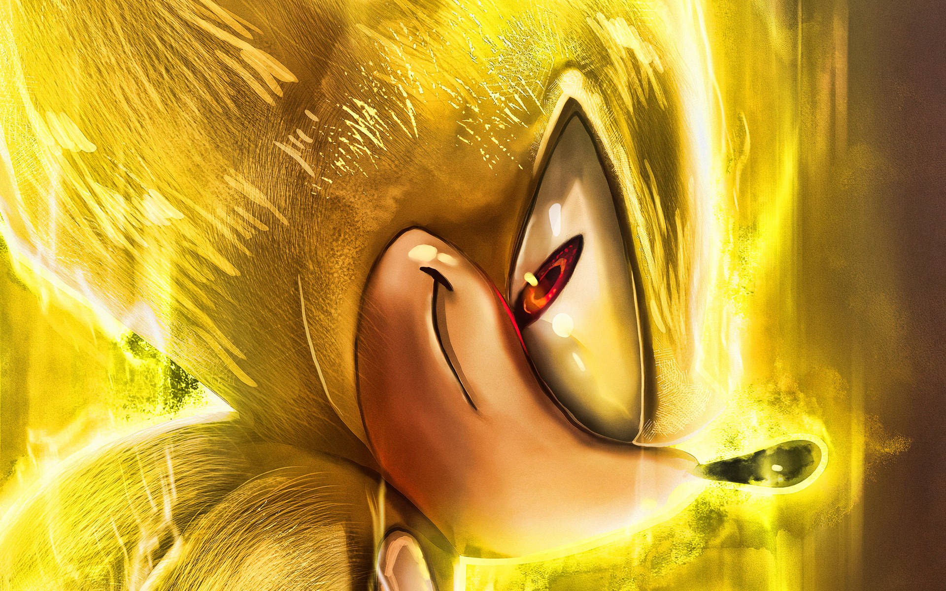 Caption: Sonic The Hedgehog Shining In Gold Background