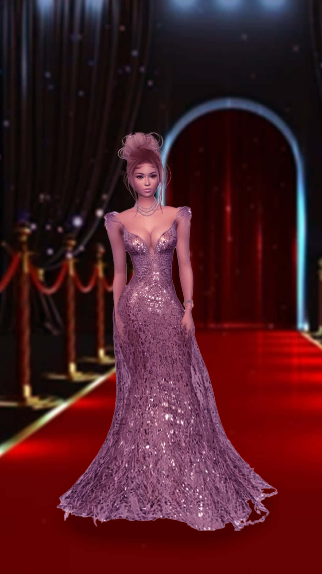 Caption: Sparkling Gown Delight On Imvu Background