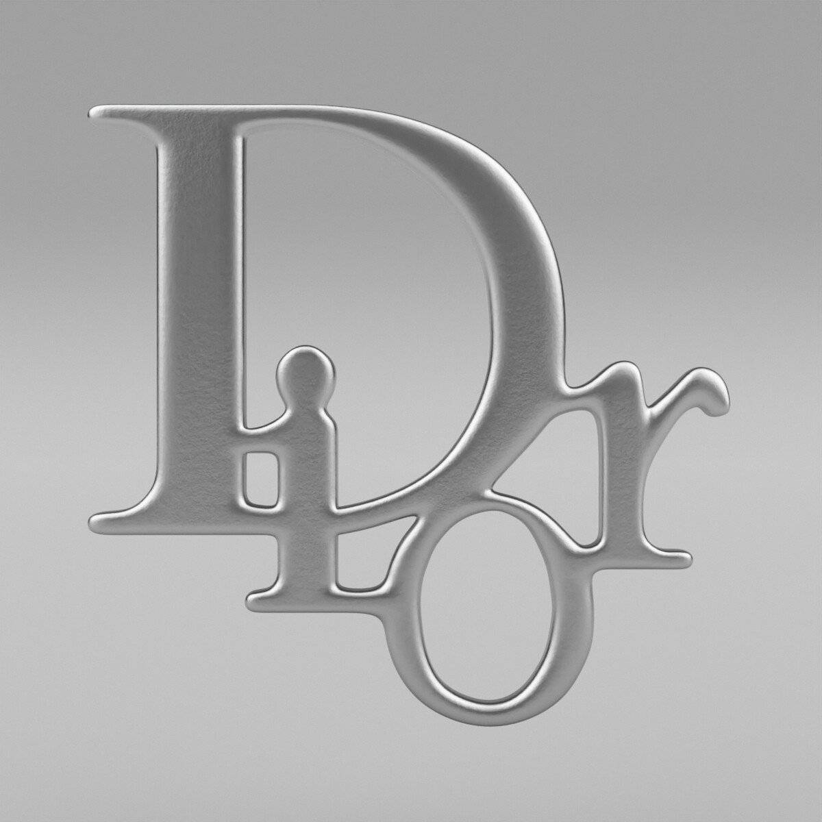 Caption: Sparkling Silver Dior Designer Logo Background