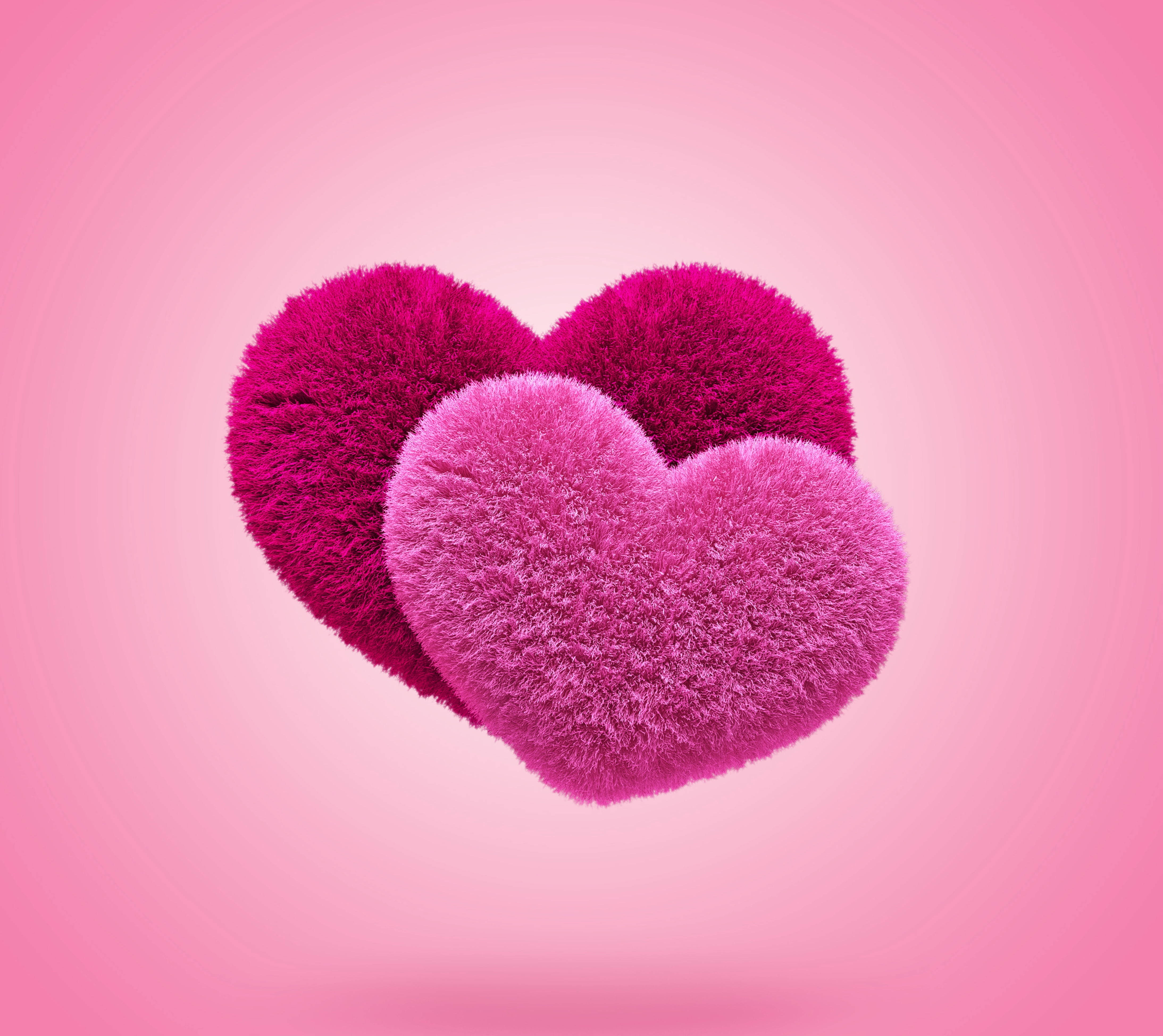 Caption: Spectacular 3d Rendered Pink Hearts On An Android Phone Screen - Love In Technology Background