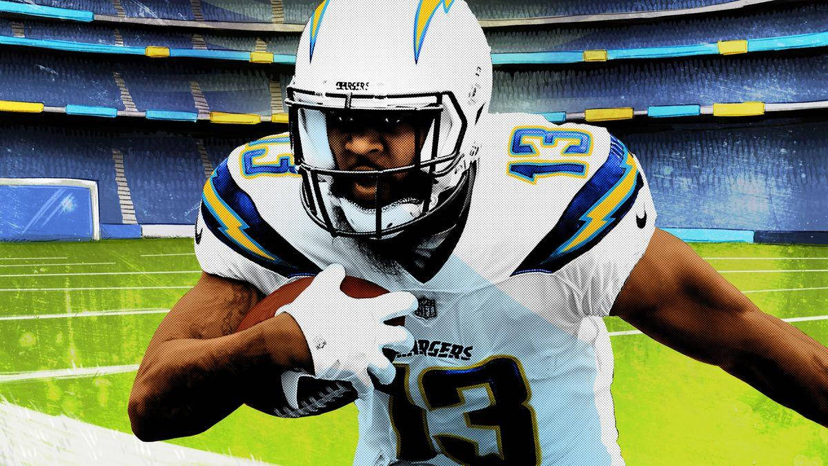 Caption: Star Wide Receiver, Keenan Allen, In Action Background