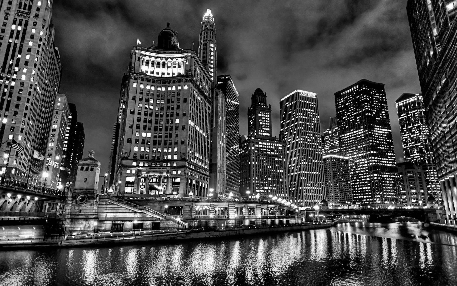 Caption: Striking Monochrome View Of Milwaukee City Background