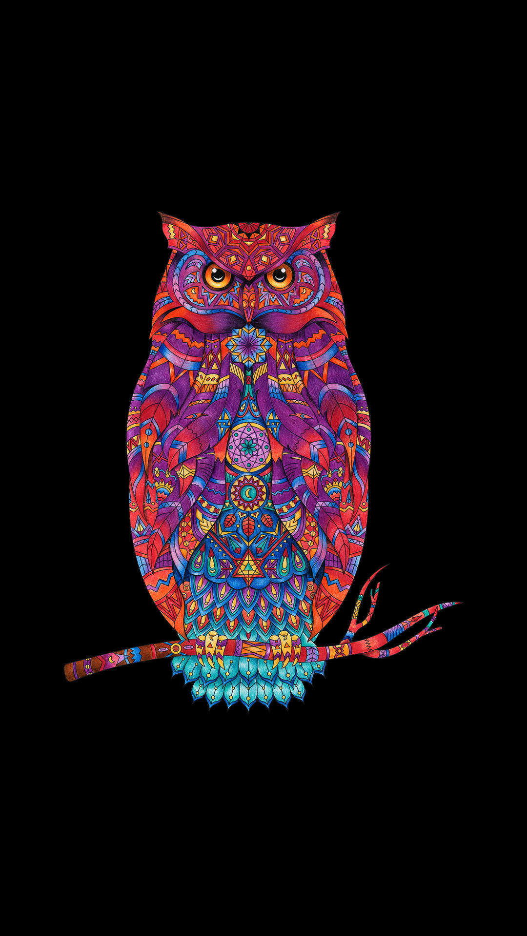Caption: Stunning And Colorful Owl Hd Tattoo Art Image