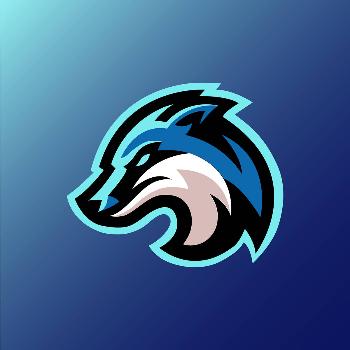 Caption: Stunning Blue Wolf Digital Logo