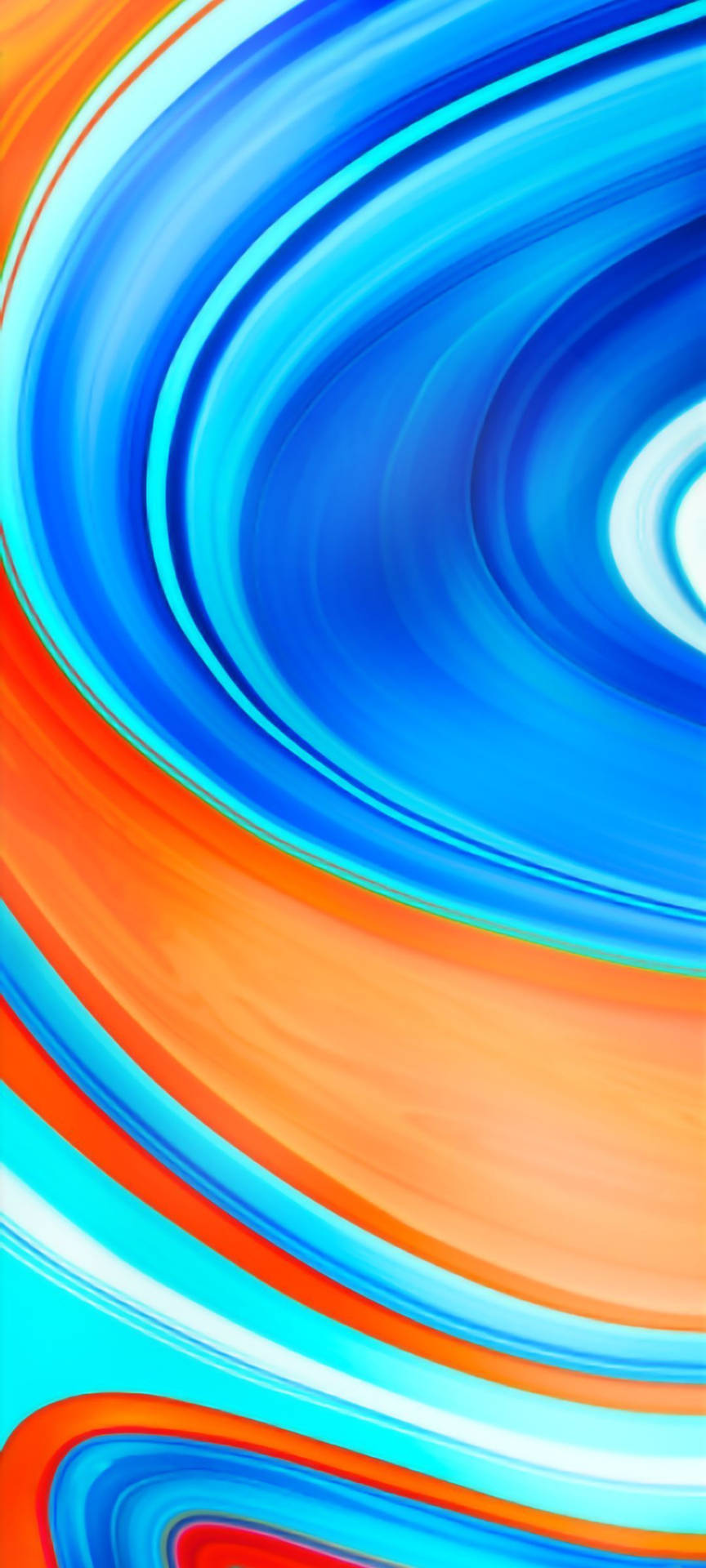Caption: Stunning Display Of Redmi 9 In Blue & Orange Swirl Design Background