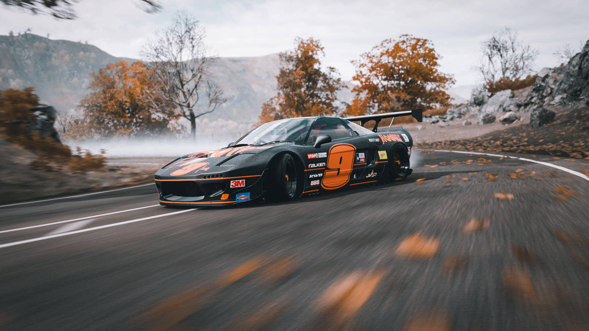 Caption: Stunning Orange And Black Honda Nsx Excelling In Drift Racing