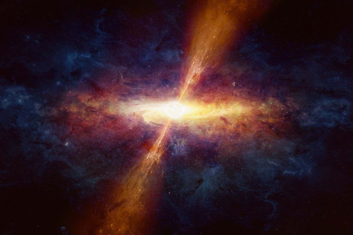 Caption: Stunning Quasar In Deep Space Background