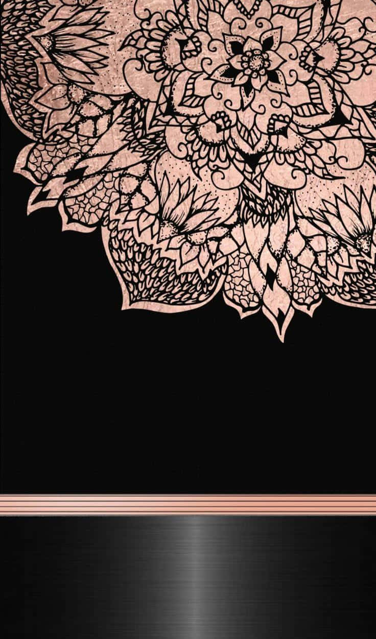 Caption: Stunning Rose Gold Mandala On Phone Wallpaper