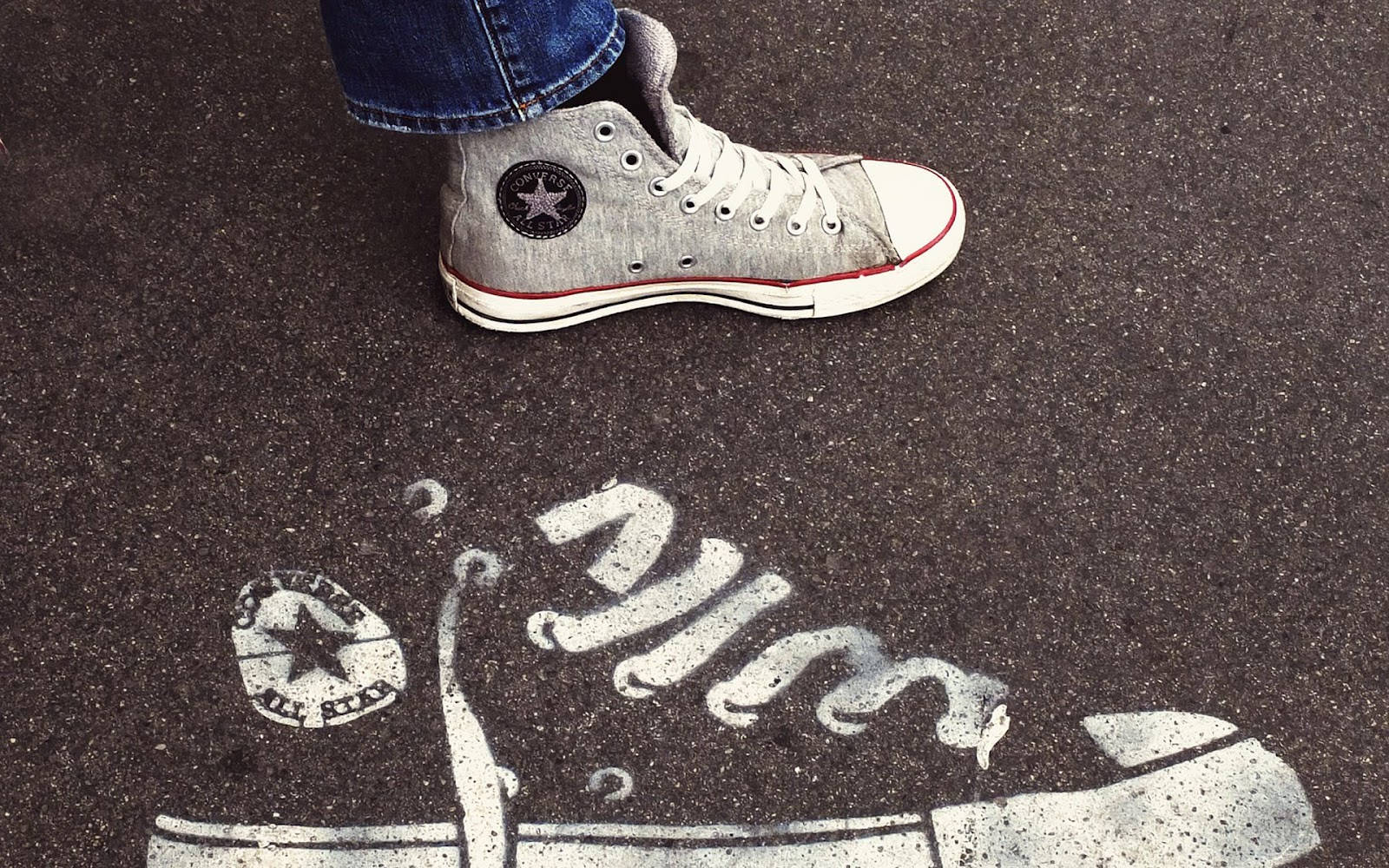 Caption: Stylish Converse Sneaker Artwork On Chalkboard Background
