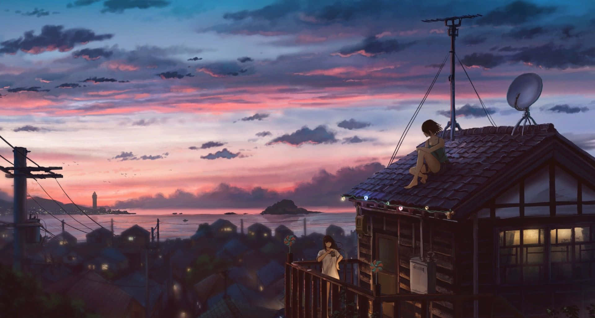 Caption: Subtle Anime Scenery Of A Serene Household Background