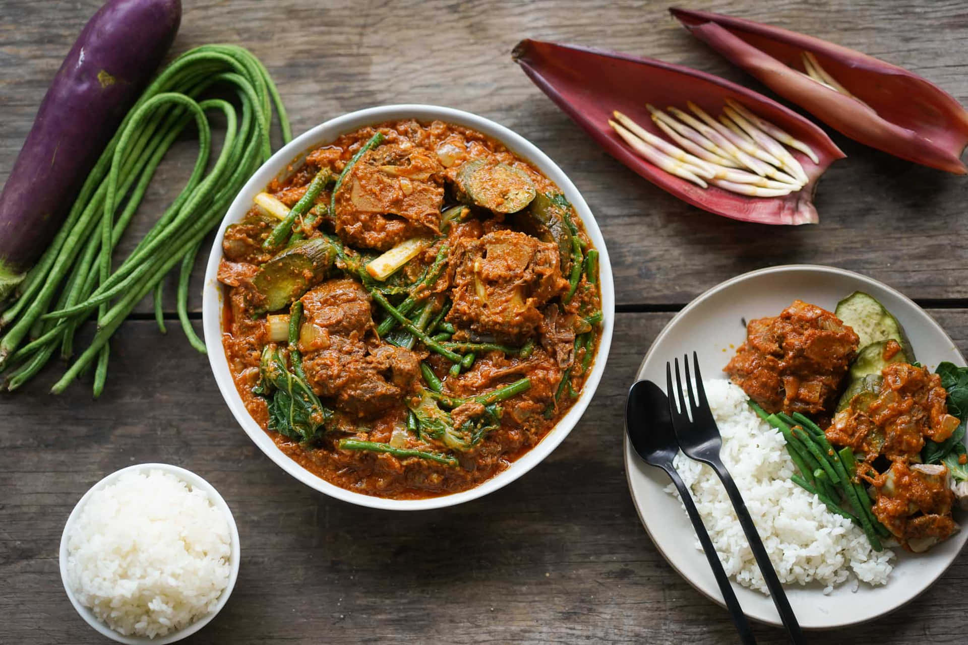 Caption: Sumptuous Kare-kare Filipino Stew - A Taste Of Authenticity Background