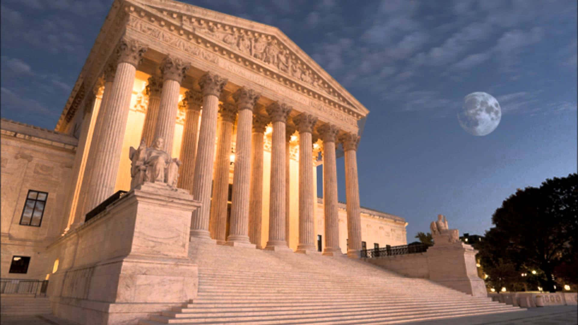 Caption: Supreme Court Building Under The Full Moon