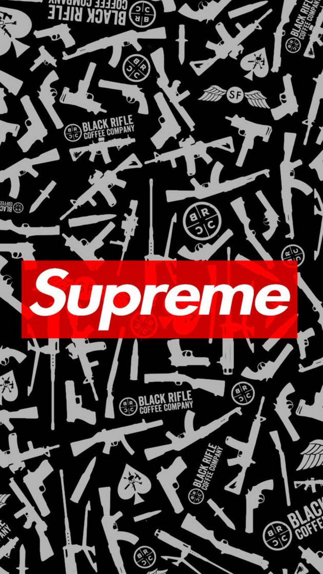 Caption: Supreme Logo Gun-pattern On Superior Background Background