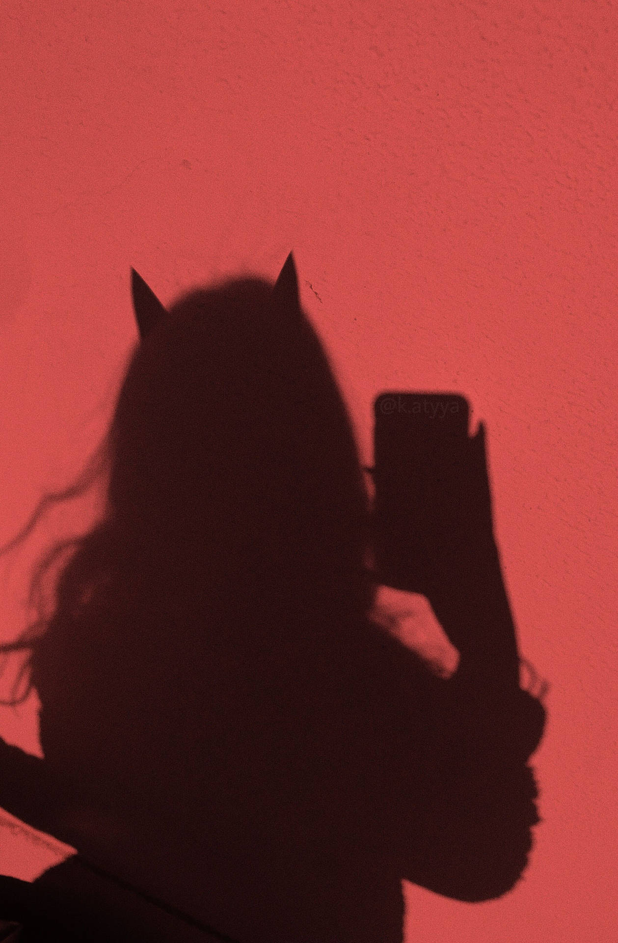 Caption: Surreal Aesthetic Profile - Devil Woman Shadow Background