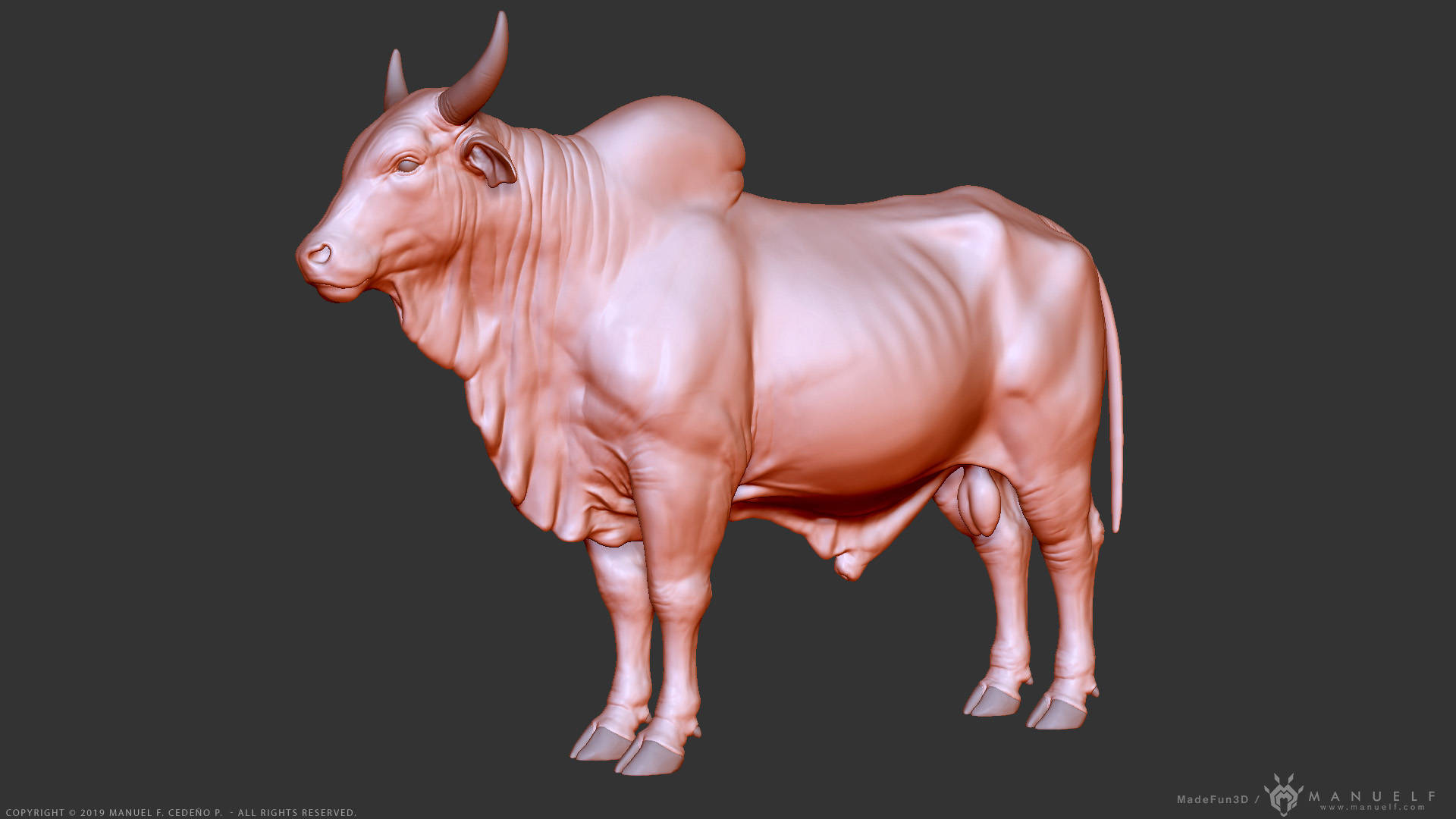 Caption: Surreal Pink Zebu Cattle In 3d Art