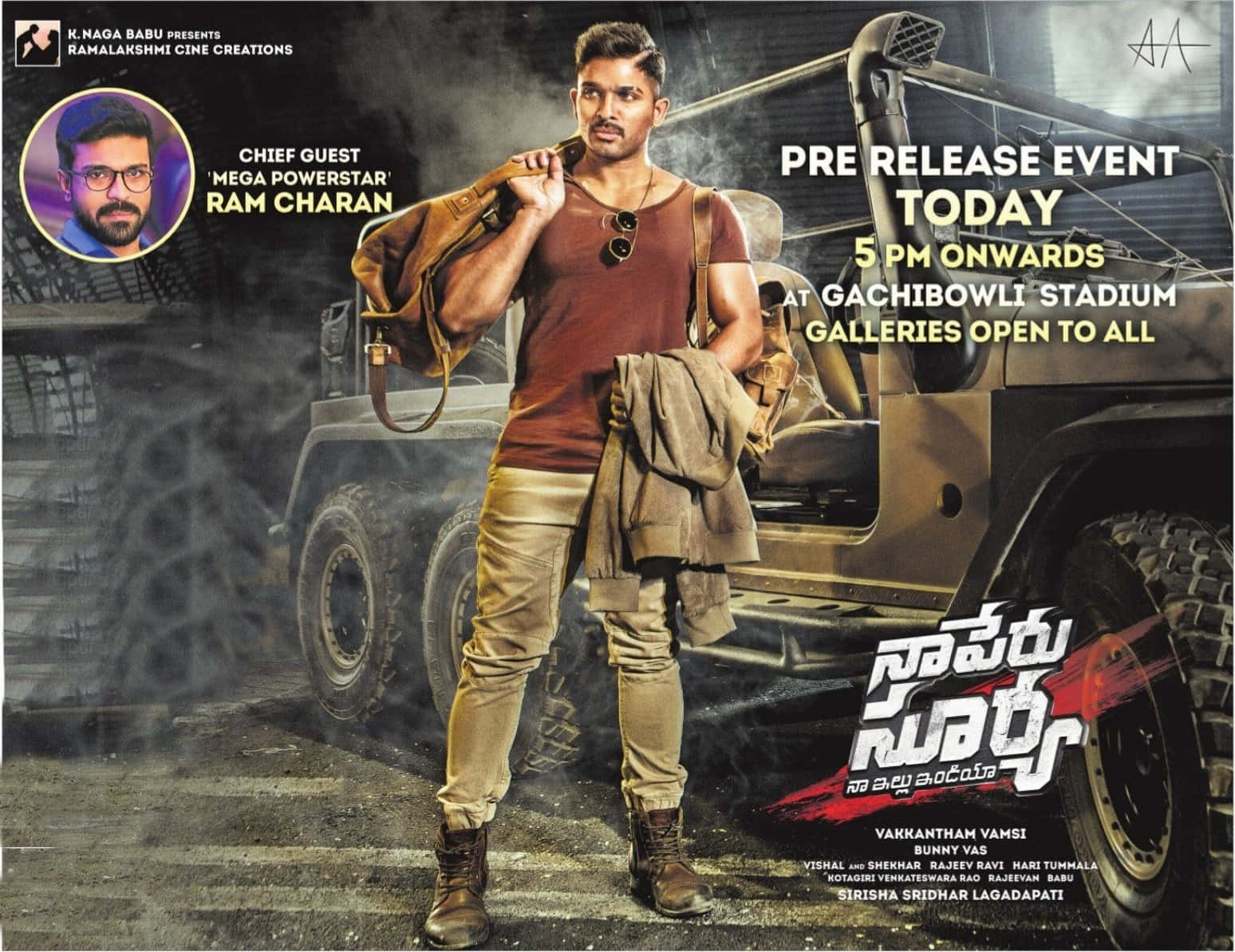 Caption: Surya The Soldier Pre-release Event Poster Background