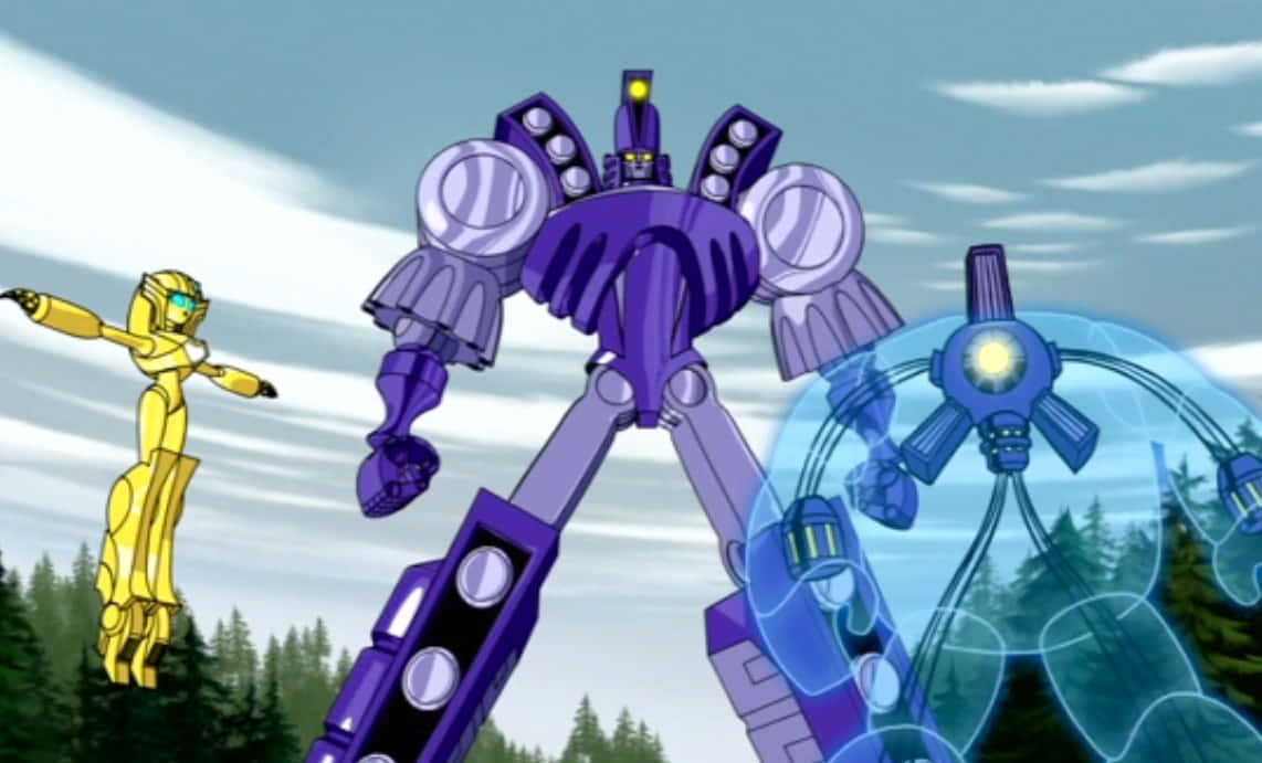 Caption: Sym-bionic Titan Trio In Battle Pose Background