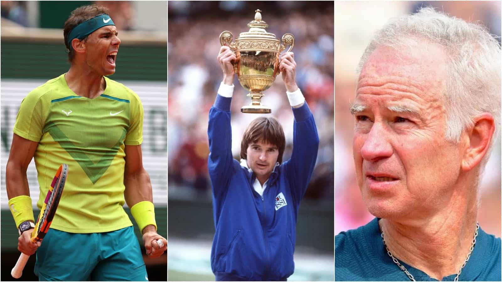 Caption: Tennis Legends Jimmy Connors, Rafael Nadal And John Mcenroe At A Classic Match