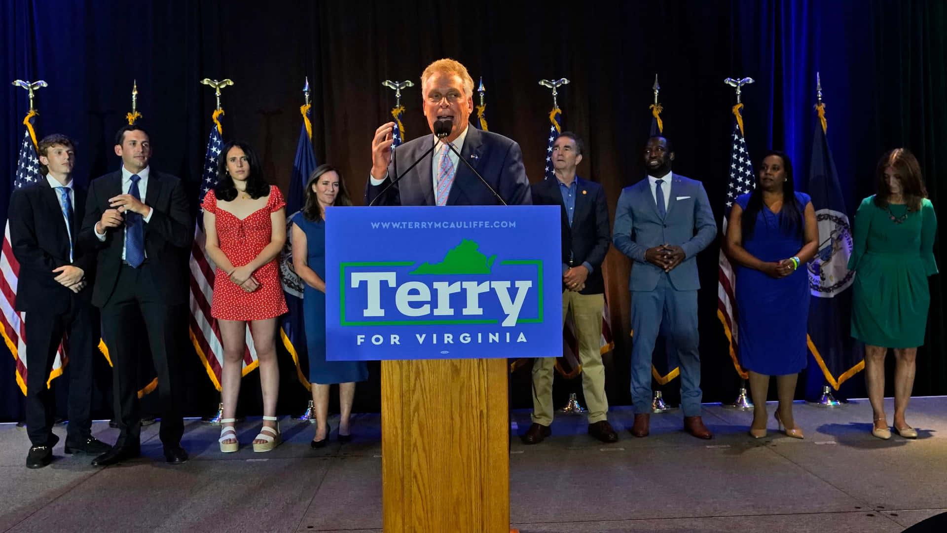 Caption: Terry Mcauliffe Speaking Out Loud Background