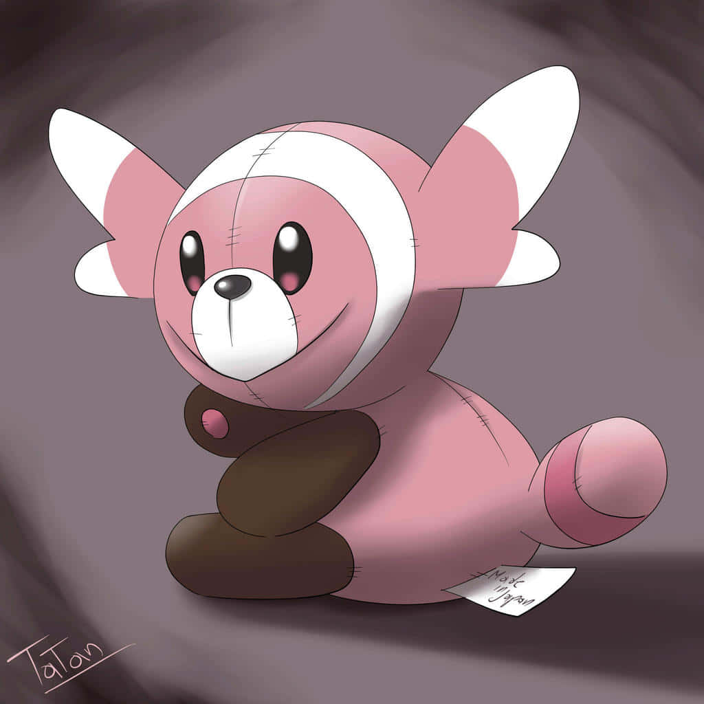 Caption: The Adorable Pokémon Stufful In A Playful Positivity Scene Background
