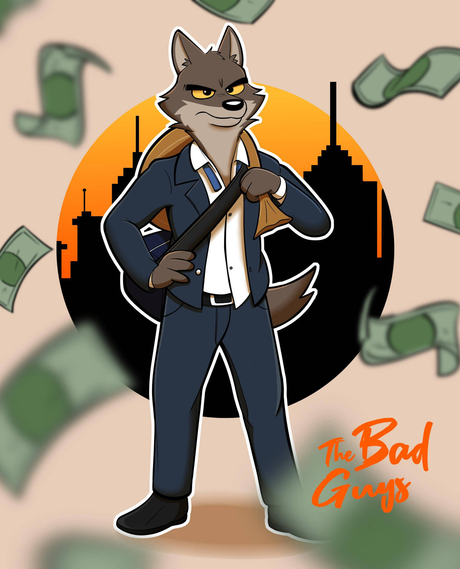 Caption: The Bad Guys - Mr. Wolf Artwork Background