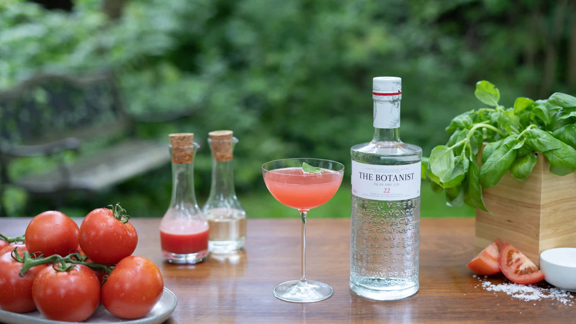 Caption: The Botanist Gin Paired With Persimmon Fruits Background