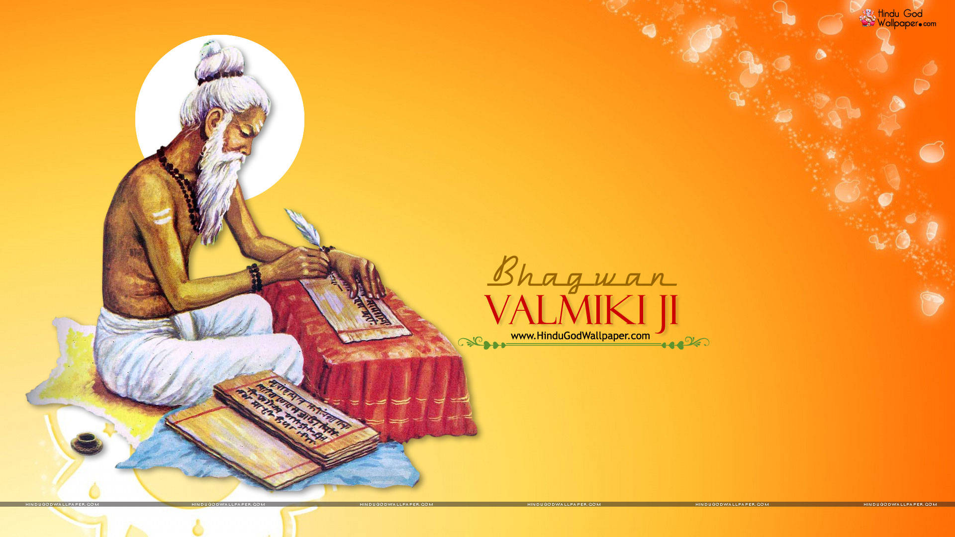 Caption: The Enlightened Saint Valmiki Composing His Renowned Epic