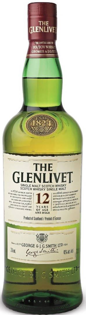 Caption: The Glenlivet 12 Year Single Malt Scotch Whisky On Display Background