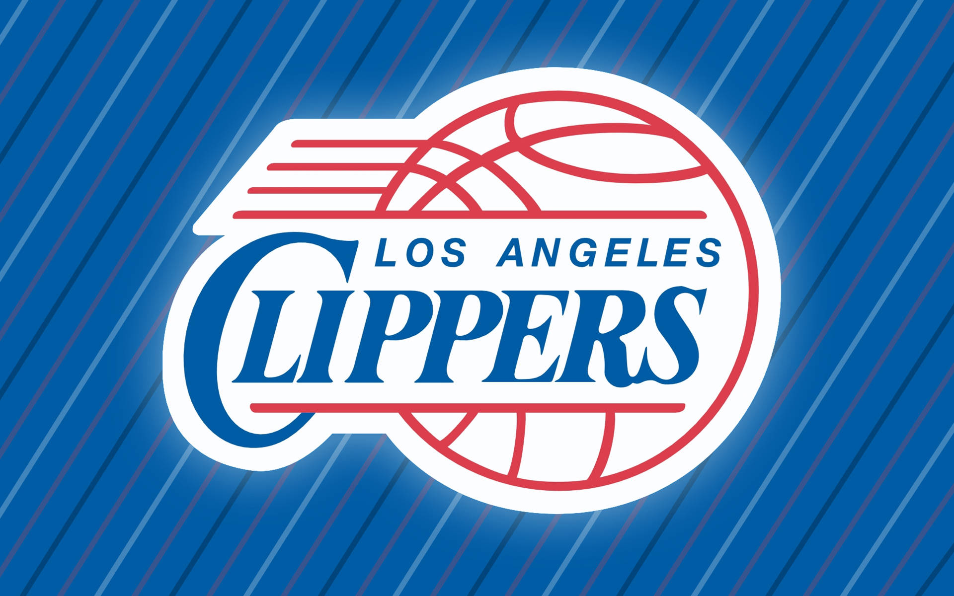 Caption: The Los Angeles Clippers Logo In Diagonal Stripe Style.