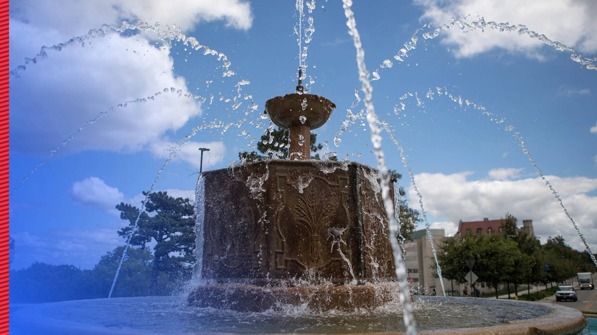 Caption: The Majestic Chi Omega Fountain At The University Of Kansas