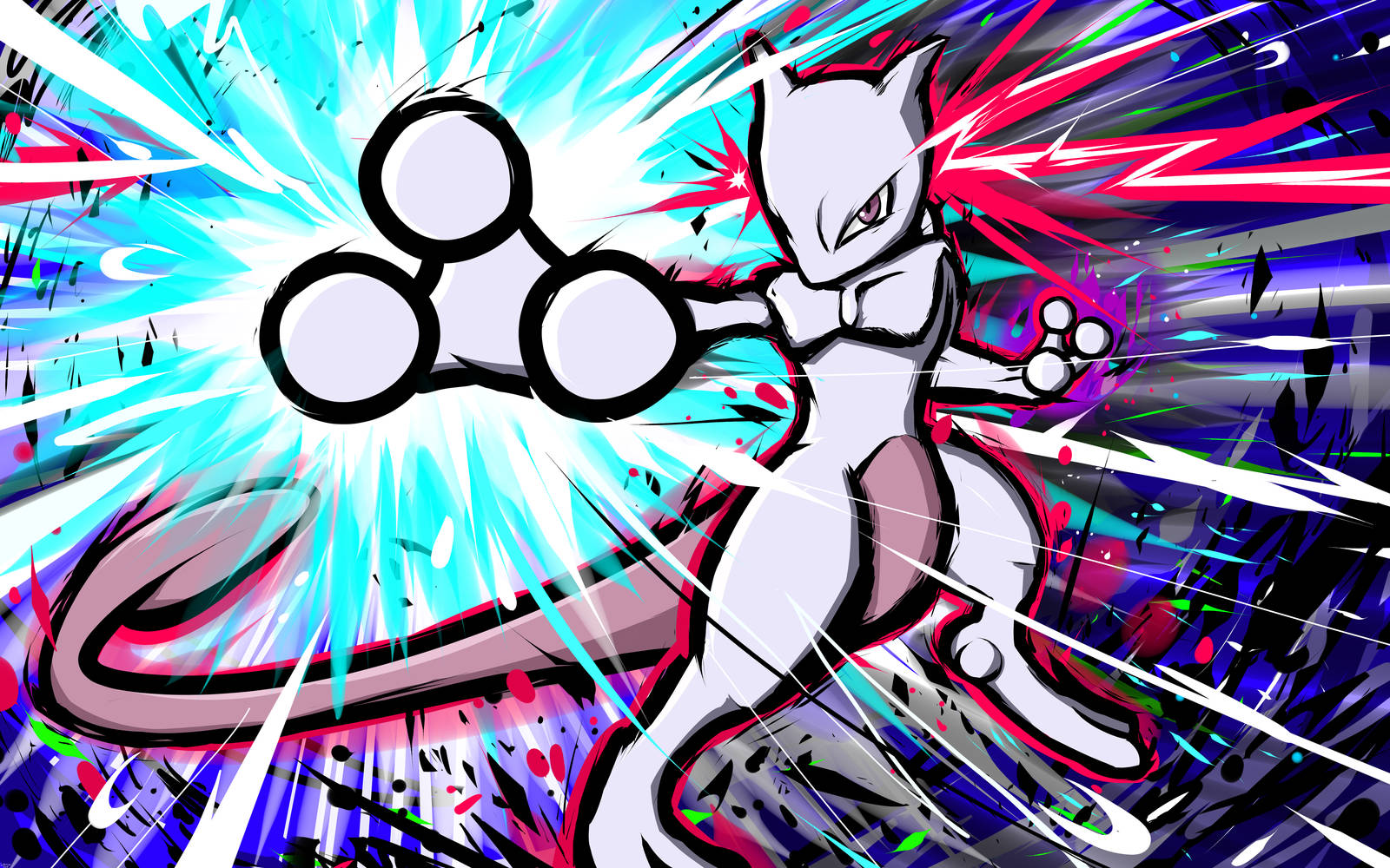 Caption: The Majestic Shiny Mewtwo Comic Art