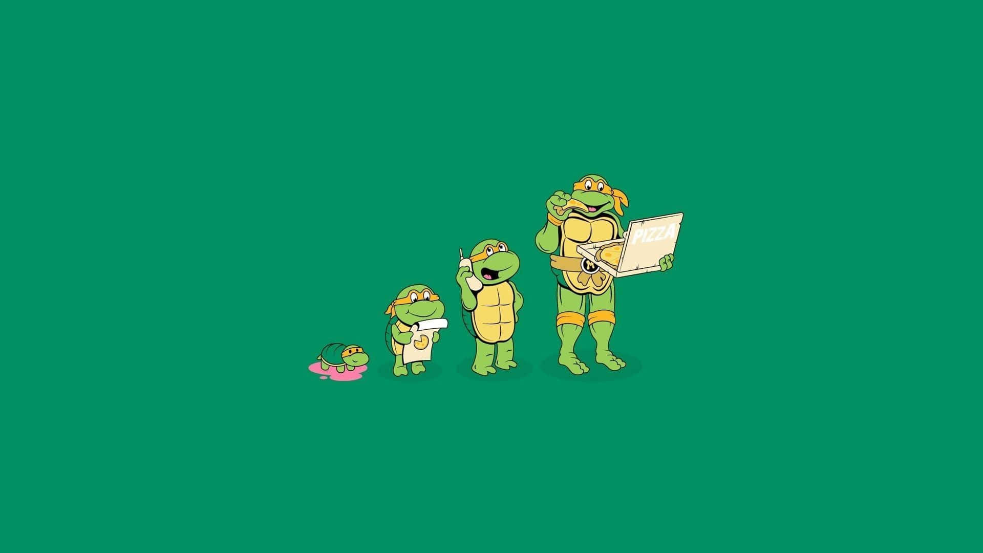 Caption: The Teenage Mutant Ninja Turtles In Action
