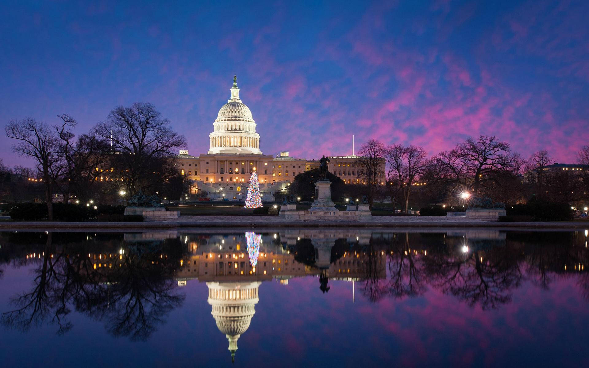 Caption: The United States Capitol Under A Stunning Starry Night Sky