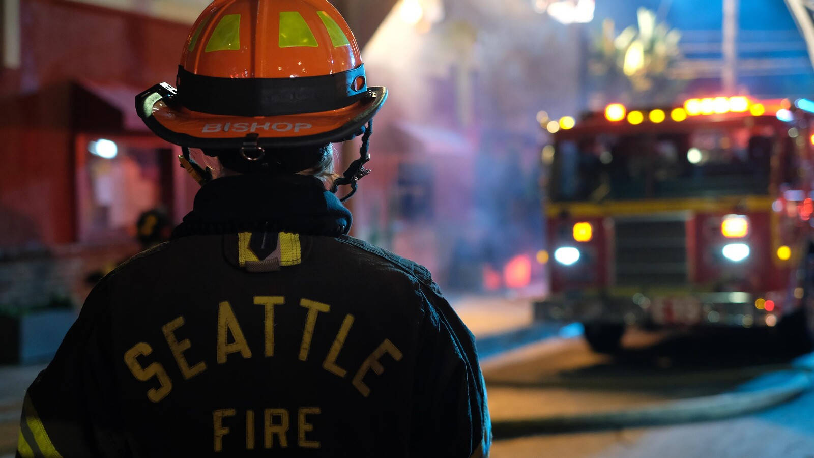 Caption: The Vibrant Seattle Fire Department Station 19 Background