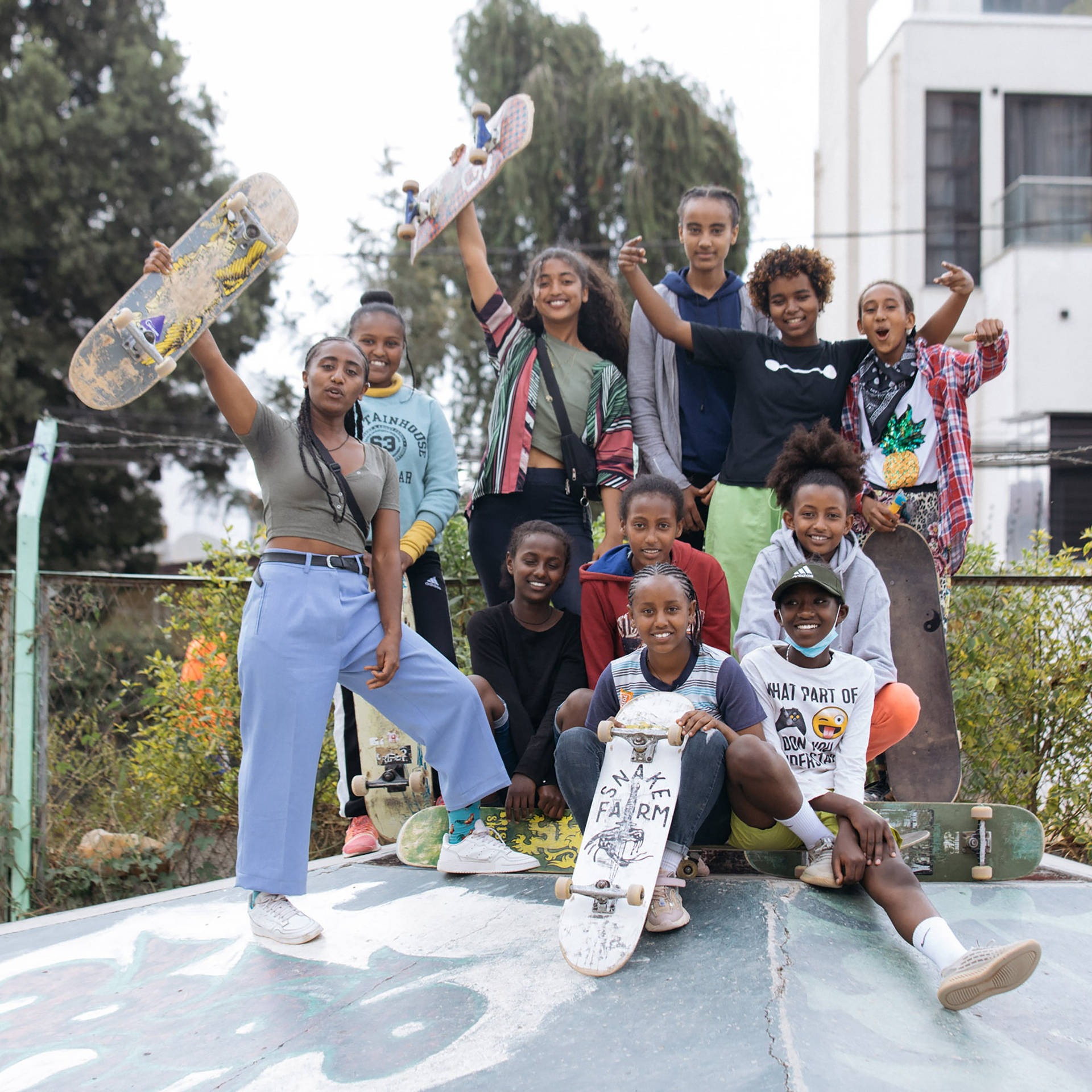 Caption: Thrilling Group Skateboarding Adventure