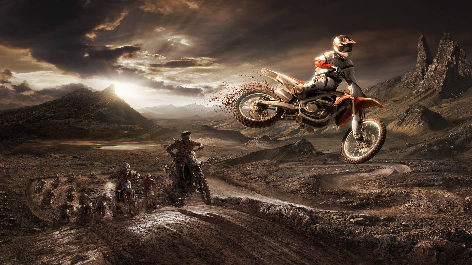 Caption: Thrilling Monster Dirt Bike In Action Background