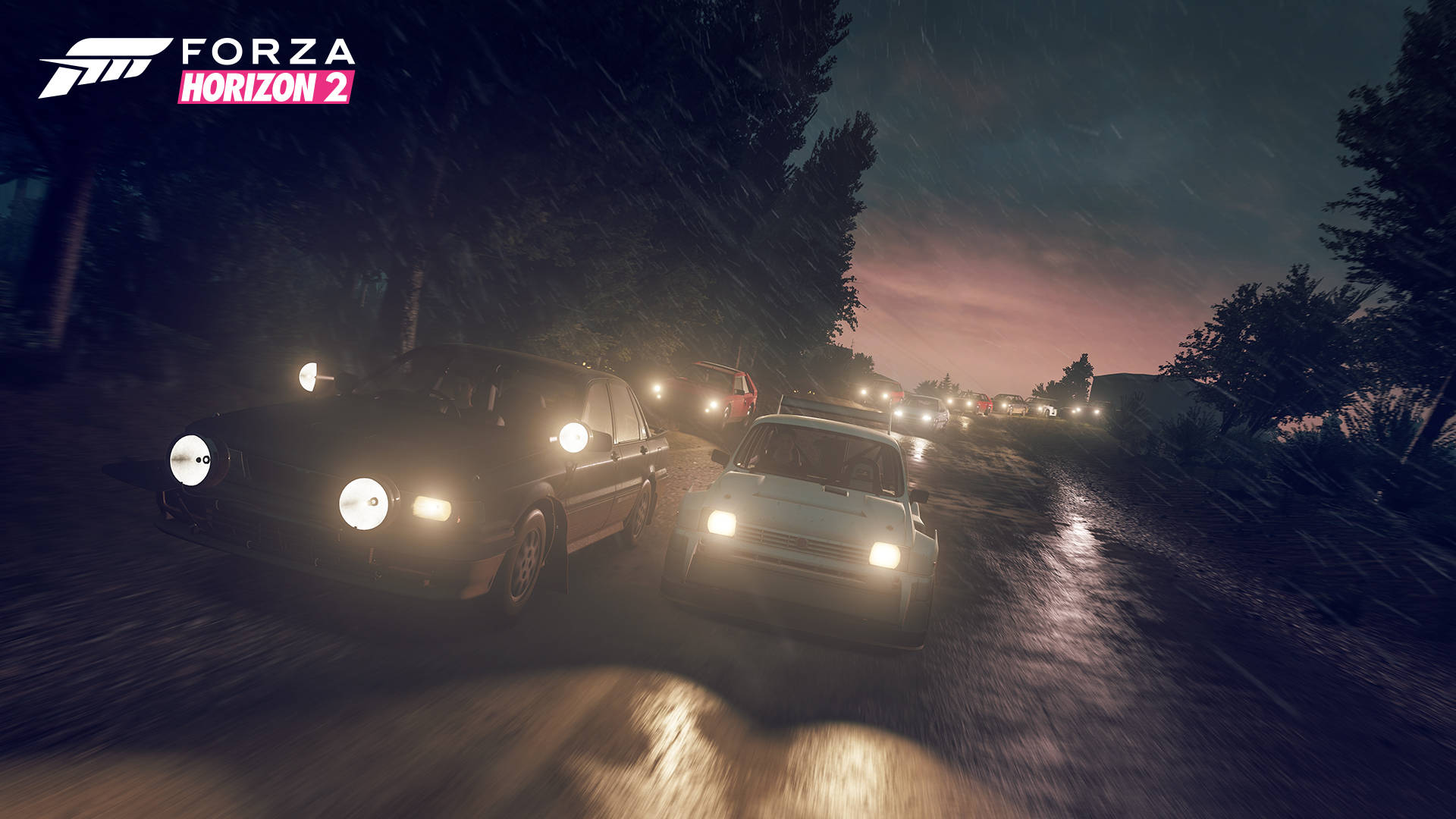 Caption: Thrilling Night Race In Forza Horizon Background